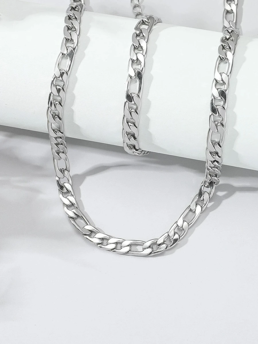 Cadena Figaro color plata, acero inoxidable - Plateado - Ver 1