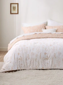 Bedsure Mother's Day Floral Comforter Set, Cute Floral Bedding, 1 Soft Reversible Botanical Flowers Comforter And 1/2 Pillow Shams, For Spring Decor, Wedding Decor, Easter Decor, Room Decor, Home Decor - Bụi hồng - Xem 4