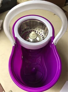 Balde roxa Rotatório Centrifuga de INOX Esfregão + 2 Refis - Roxo - Visão 2