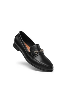 Women Loafers Flats Non-Slip Penny Loafers With Metal Detail Classic Vintage Commute Ladies Dress Shoes - 黑色 - 查看 6