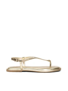 Women's Flat Sandals Fashion Rhinestone Flat Sandals With Ankle Strap For Summers Dress Casual - 金色 - 查看 5