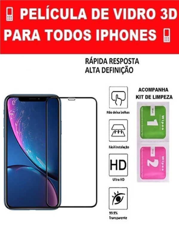 Película De Vidro 3d Compatível Com Todos iPhones
