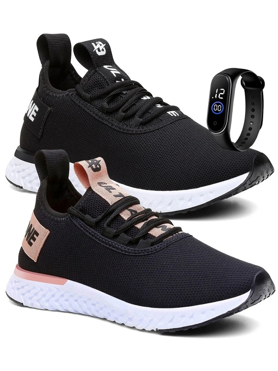 Women Wedge Sneakers - Black and White - View 1