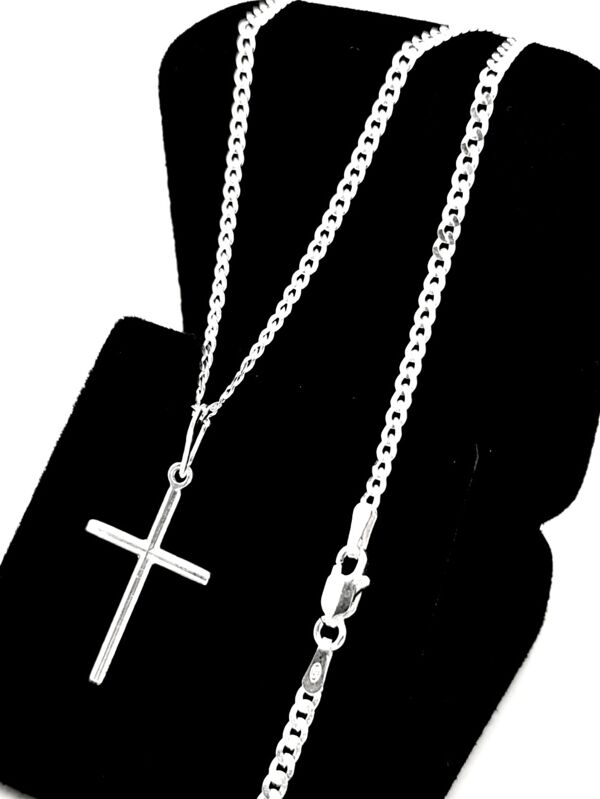 Corrente Grumet 2mm + cruz palito prata 925