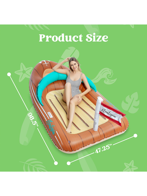 JOYIN Giant Inflatable Boat Pool Float with Reinforced Cooler, Summer Pool Party Lounge Raft