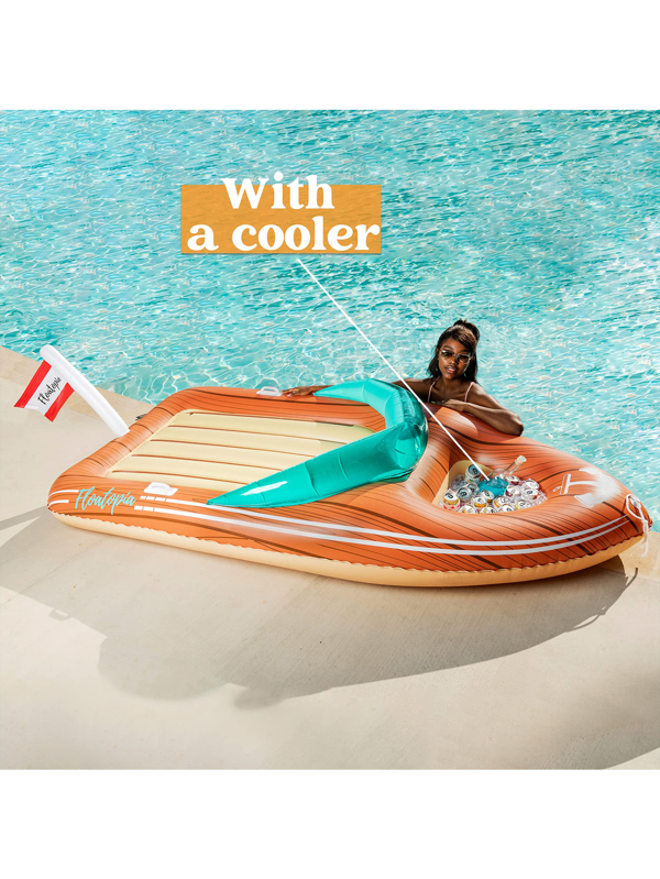 JOYIN Giant Inflatable Boat Pool Float with Reinforced Cooler, Summer