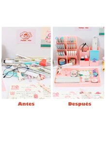 Lapiceros para escritorio portalápices de plástico multifuncional soporte para bolígrafos escritorio - Multicolor - Ver 9