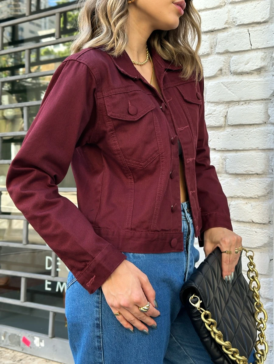 liberty moda Women Denim Jackets & Coats - Burgundy - View 1