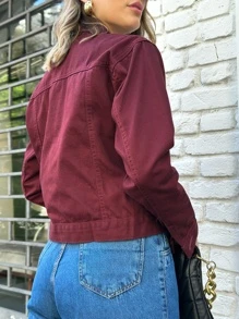 liberty moda Women Denim Jackets & Coats - Burgundy - View 5