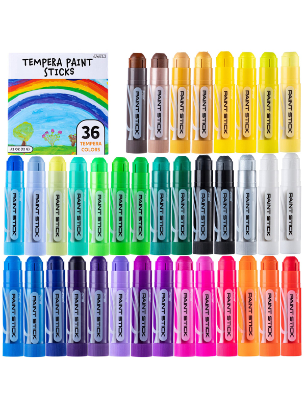 JOYIN 36PCS Assorted Washable Tempera Paint Sticks for Arts and Crafts Project for your Kids and