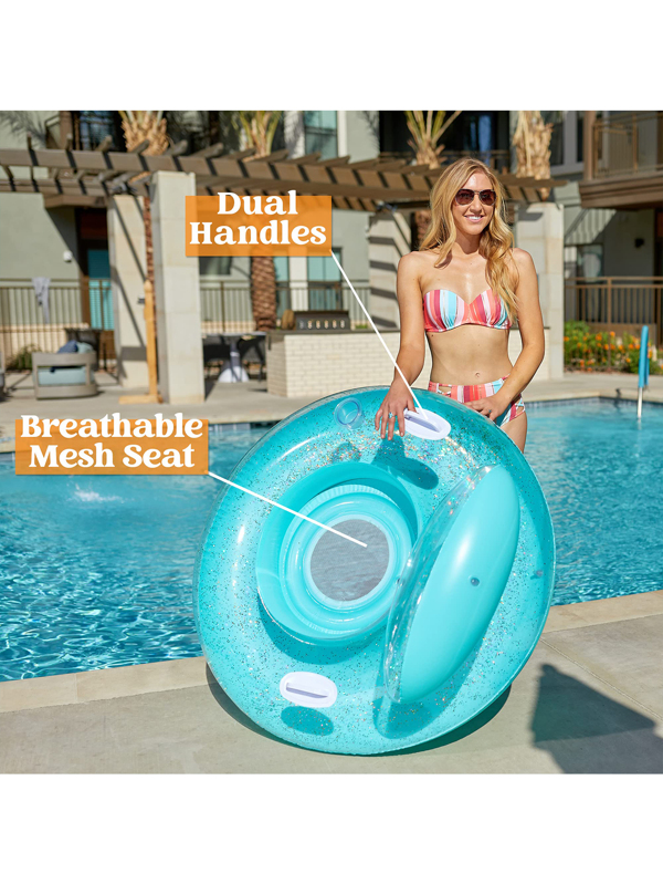 Sloosh 2 Pack Pool Float Chair for Adults, Glittering Inflatable Pool