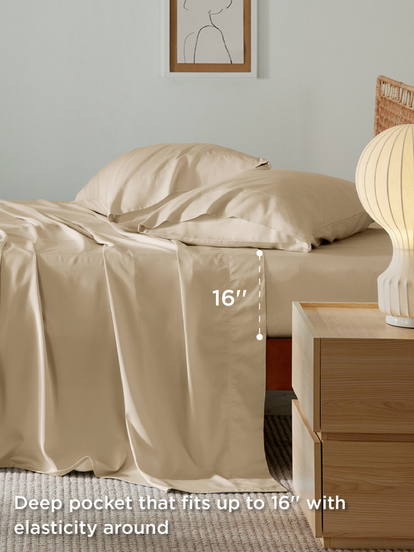 Bedsure BEDSURE Bamboo Sheet Set 100 Viscose from Bamboo Sheets, 16