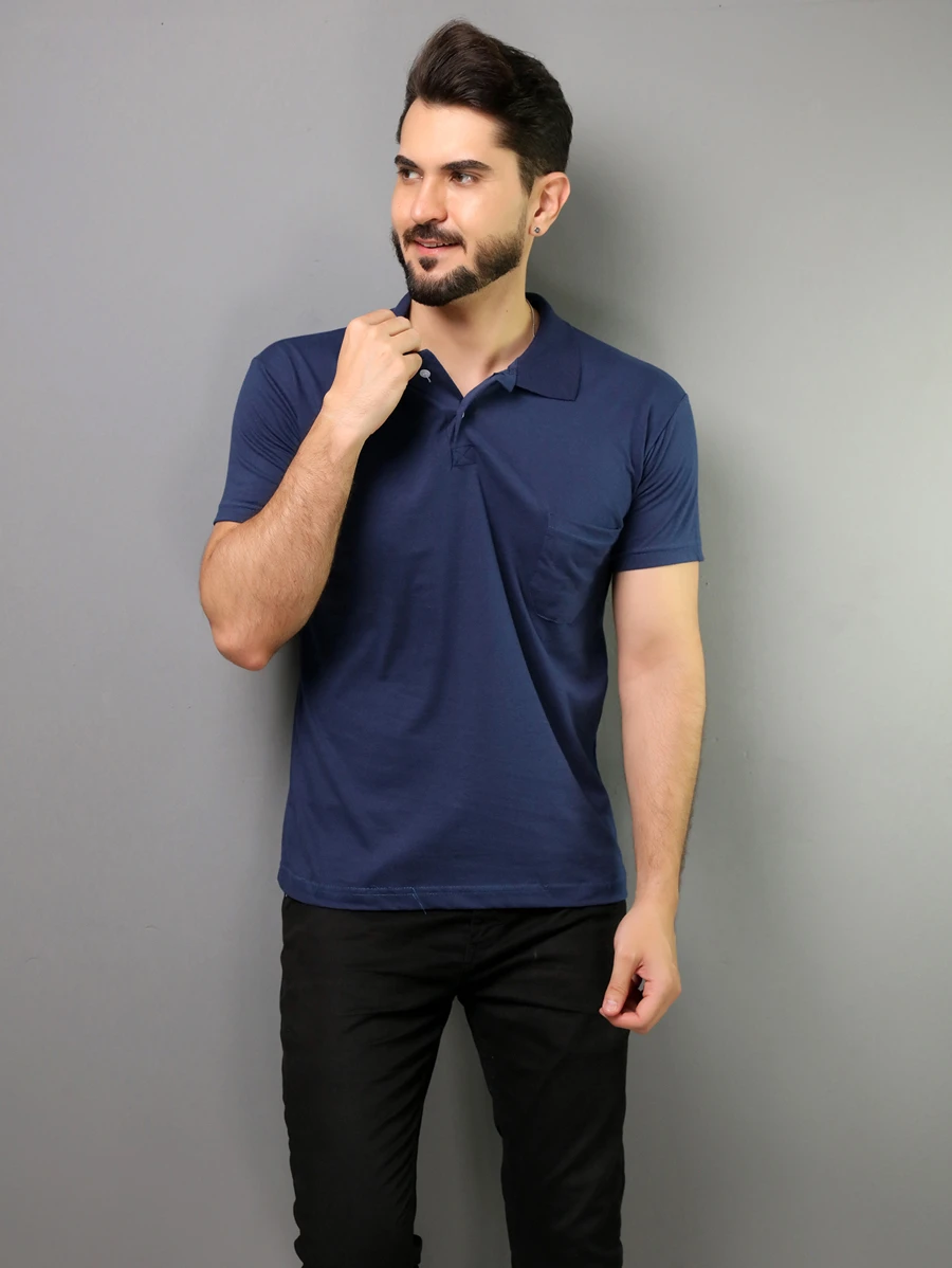 Men Polo Shirts - 藏蓝色 - 查看 1