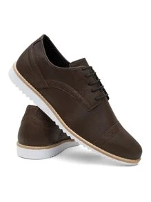 Sapato Social Masculino Couro Sintético Casual Amarrar
