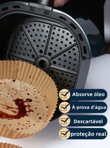 Kit 50 Un Forma de Papel Forro Air Fryer Descartável Antiaderente