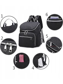 Mochila pañalera para bebes de tela para cambio de pañales y espacio impermeable| Pañalera para accesorios de bebe con amplio espacio de almacenamiento para pañales, ropa, biberones-hotmayo HOT SALE - Negro - Ver 4
