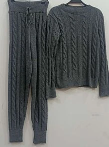Women Sweater Co-ords - Màu xám đen - Xem 1