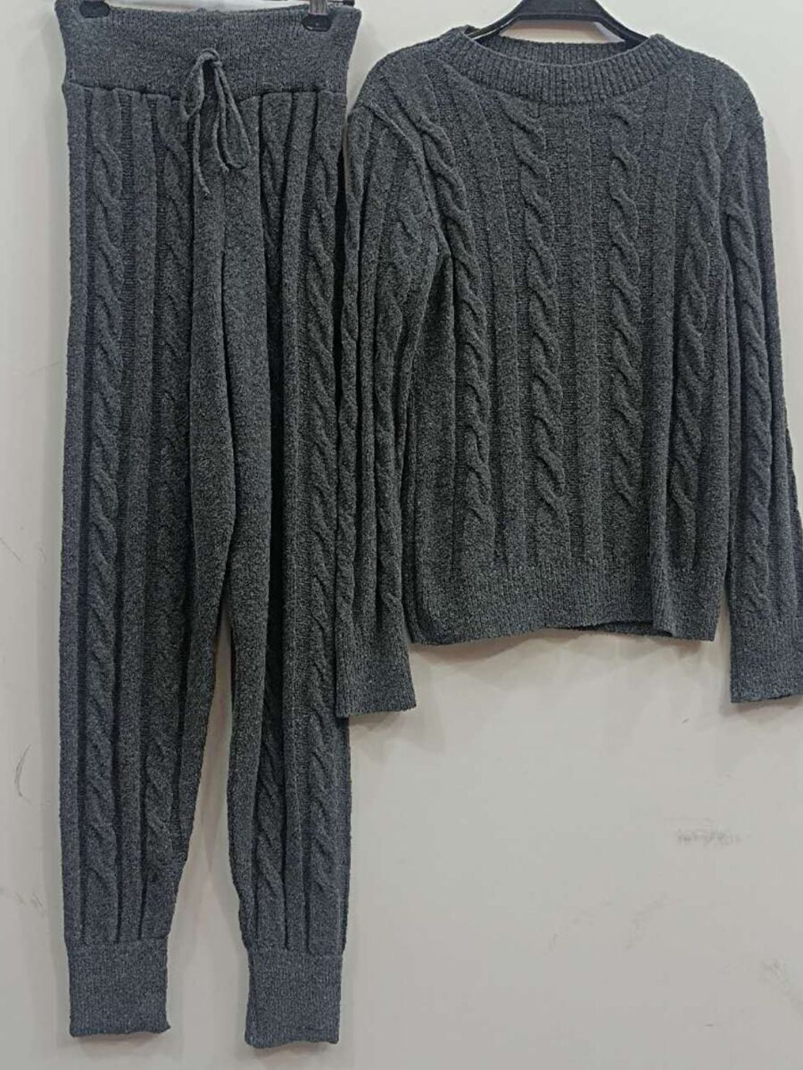 Women Sweater Co-ords - Màu xám đen - Xem 1