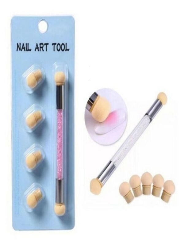 Pincel Esfumador Caneta De Unhas Acrílica Dupla Ponta Esponja Gradiente Lavavel