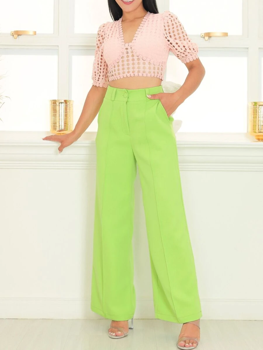 Women Pants - 青檸色 - 查看 1