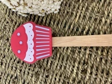 Espátula Silicone Formato de Cupcake com Cabo de Madeira - Multicolorido - Visão 6
