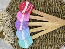 Espátula Silicone Formato de Cupcake com Cabo de Madeira - Multicolorido - Visão 1