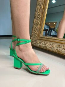 Women Heeled Sandals - Green - View 2