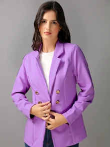 Women Blazers - 紫丁香色 - 查看 3