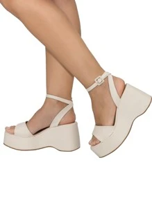 Lumiss Women Platforms & Wedge Sandals - أبيض - مشاهدة 3