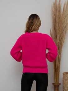 Women Sweaters - 玫紅色 - 查看 2