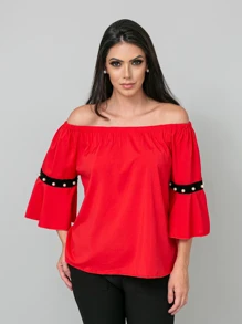 Women Blouses - 紅色 - 查看 1