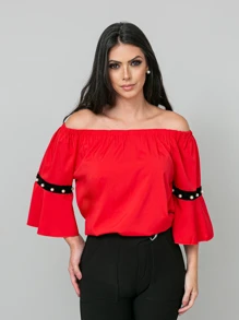 Women Blouses - 紅色 - 查看 4