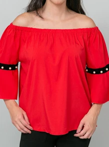 Women Blouses - 紅色 - 查看 5