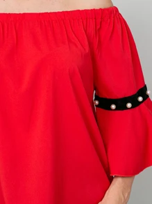 Women Blouses - 紅色 - 查看 3