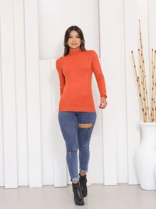 Women Sweaters - 橘色 - 查看 1