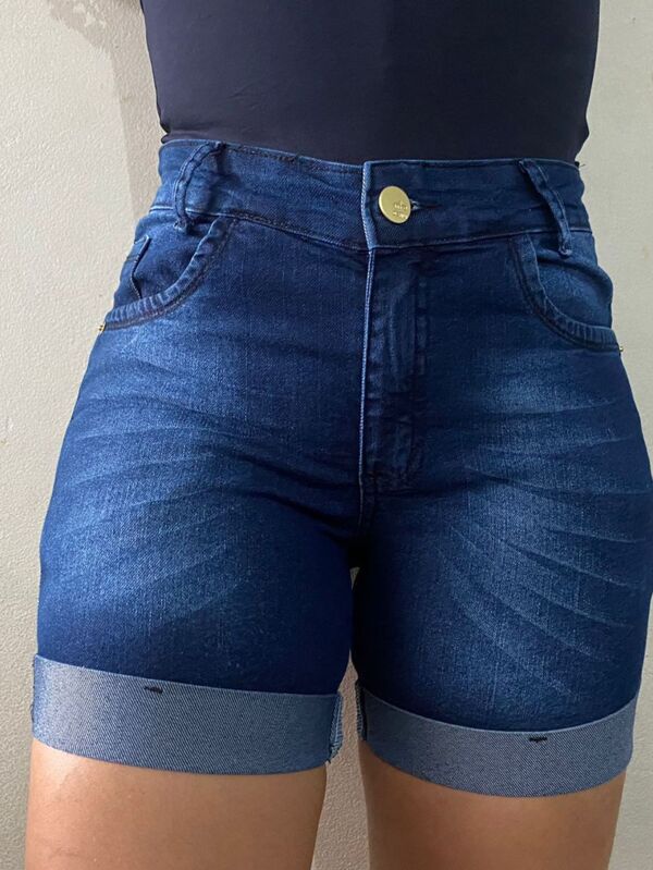 BERMUDA JEANS FEMININA MEIA COXA COM BARRA