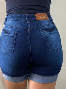 BERMUDA JEANS FEMININA MEIA COXA COM BARRA