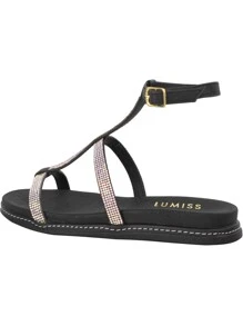 Lumiss Women Flat Sandals - 黑色 - 查看 9