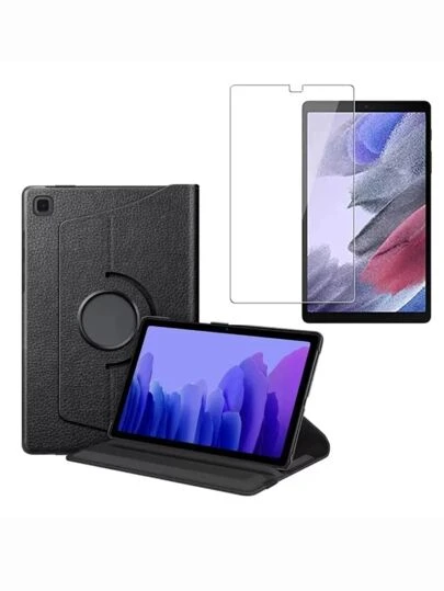 Kit Capa Capinha Giratória Para Tablet Galaxy A7 Lite 8.7" 2021 T220 / T225 + Película Vidro 3D