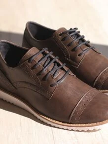 Sapato Social Masculino Couro Sintético Casual Amarrar