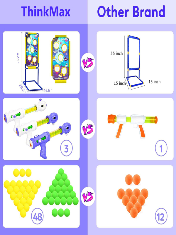 Shoot Games Toys for Boys 3 Packs Foam Ball Air Toy Guns with Shoot