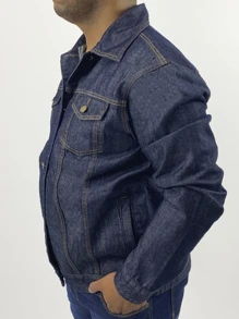 Men Denim Jackets - 中等水洗藍 - 查看 4