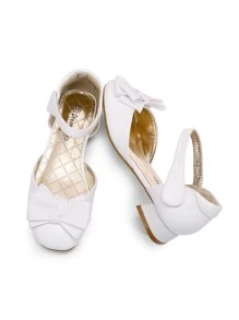 Little Girls Low Heel Bow Ballet Flats Wedding Party Dress Shoes For Parties, Weddings, Birthdays - trắng - Xem 6