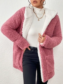 Women Faux Fur Coats - Rosa coral - Ver 4