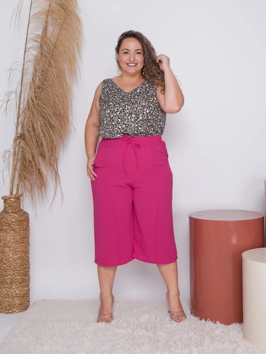 Plus Size Pants - 玫紅色 - 查看 1