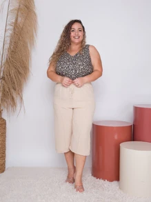 Plus Size Pants - 杏色 - 查看 4