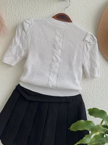 Women Knit Tops - 白色 - 查看 1
