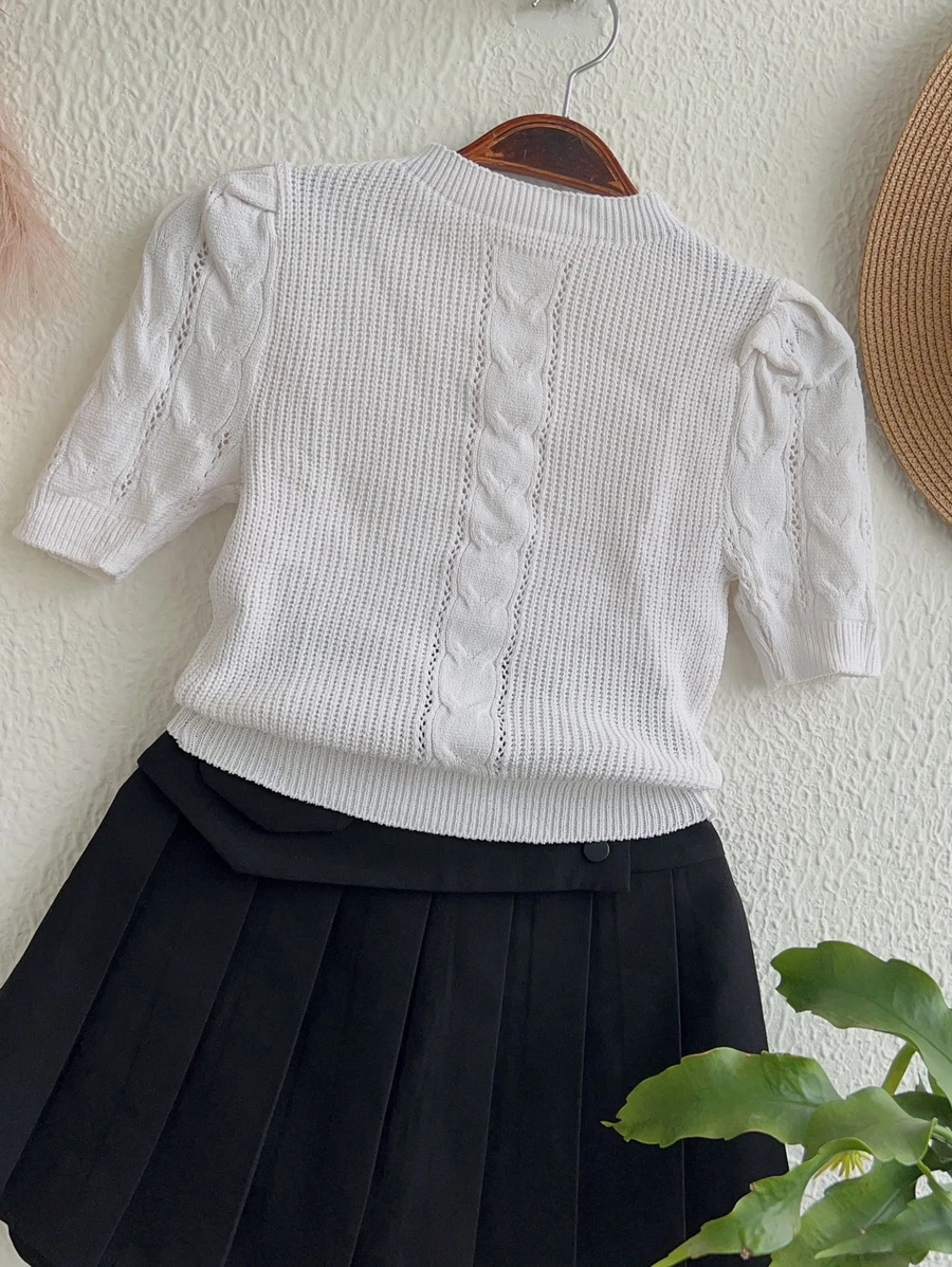 Women Knit Tops - 白色 - 查看 1