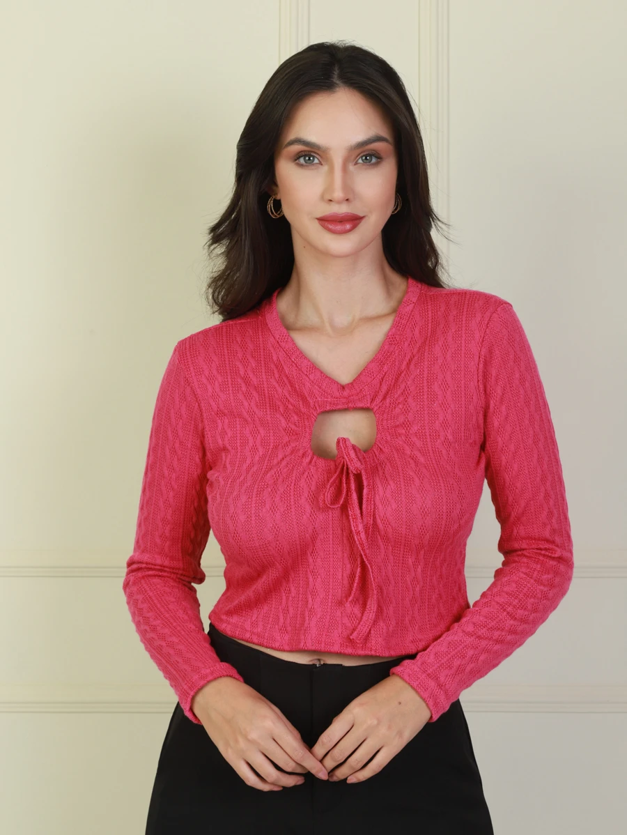 Women Winter Coats - 玫紅色 - 查看 1