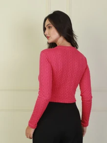 Women Winter Coats - 玫紅色 - 查看 5
